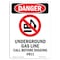 Signmission Safety Sign, OSHA Danger, 5" Height, Underground Gas Line, Portrait OS-DS-D-35-V-1801 - alternate 1
